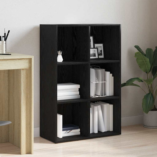 Book Cabinet Black Oak 66x30x98 cm Engineered Wood