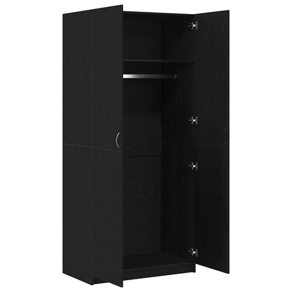 Wardrobe with Storage Black 90 x 52 x 200 cm Engineered wood
