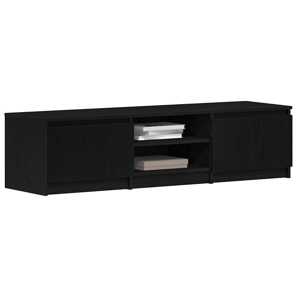 TV Cabinet Black Oak 140x40x35.5 cm Engineered Wood