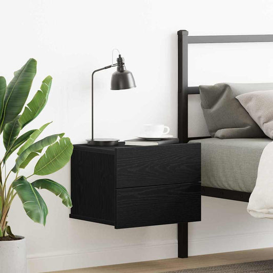 Bedside Cabinet Black oak 40 x 30 x 30 cm Engineered wood