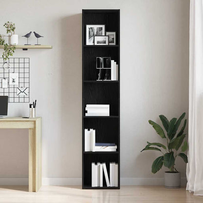 Book Cabinet Black Oak 40x30x189 cm Engineered Wood