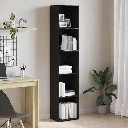 Book Cabinet Black Oak 40x30x189 cm Engineered Wood