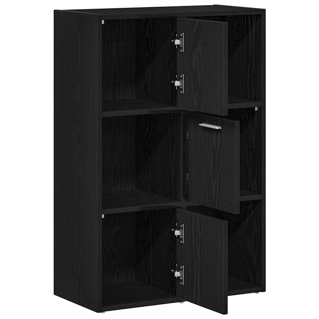 Book Cabinet/Room Divider Black Oak 60.5x30x90cm Engineered Wood