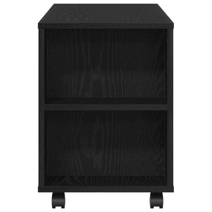 TV Cabinet with Wheels Black Oak 102x34.5x43 cm Engineered Wood