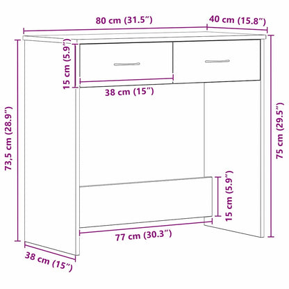 Desk Black oak 80 x 40 x 75 cm Engineered wood