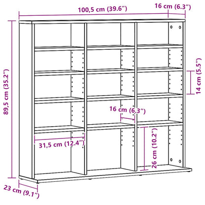 CD Cabinet Black Oak 100x23x89.5 cm Engineered Wood