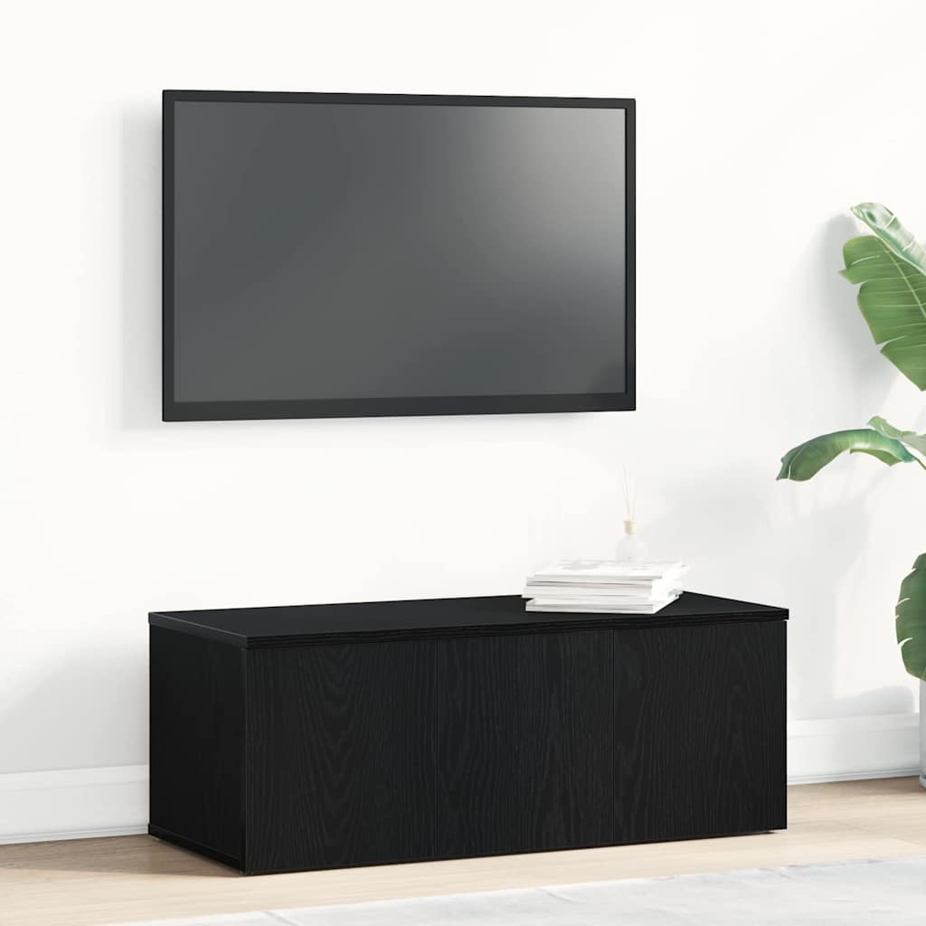 TV Cabinet with Drawer Black Oak 80x34x30 cm Engineered Wood