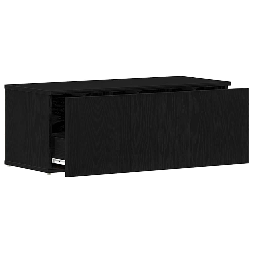 TV Cabinet with Drawer Black Oak 80x34x30 cm Engineered Wood