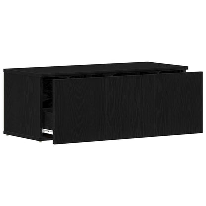 TV Cabinet with Drawer Black Oak 80x34x30 cm Engineered Wood