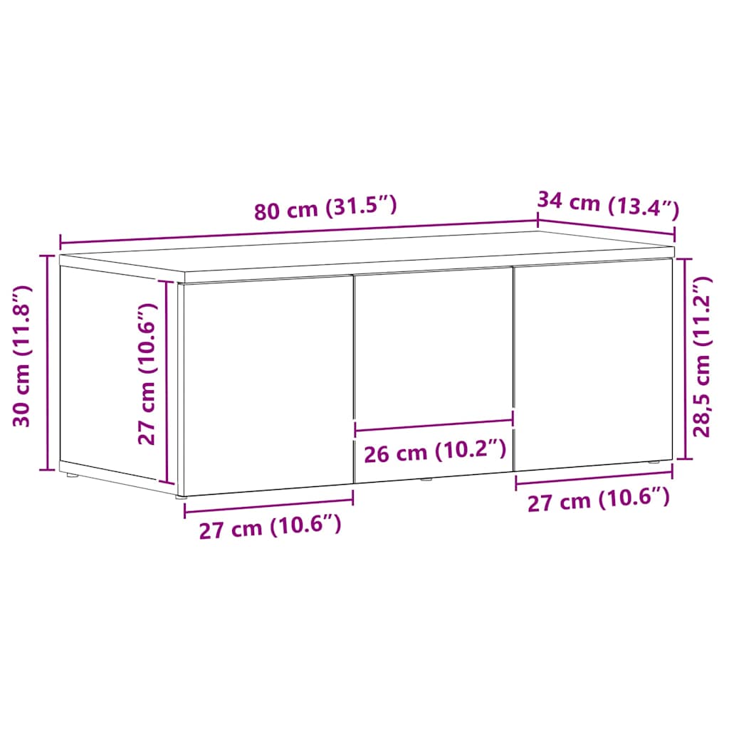 TV Cabinet with Drawer Black Oak 80x34x30 cm Engineered Wood