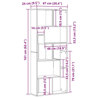 Bookcase Black Oak 67x24x161 cm Engineered Wood