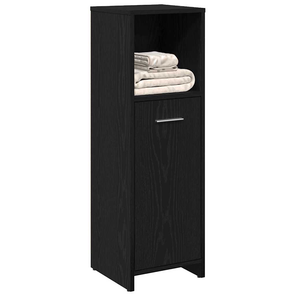 Bathroom Cabinet Black Oak 30x30x95 cm Engineered Wood