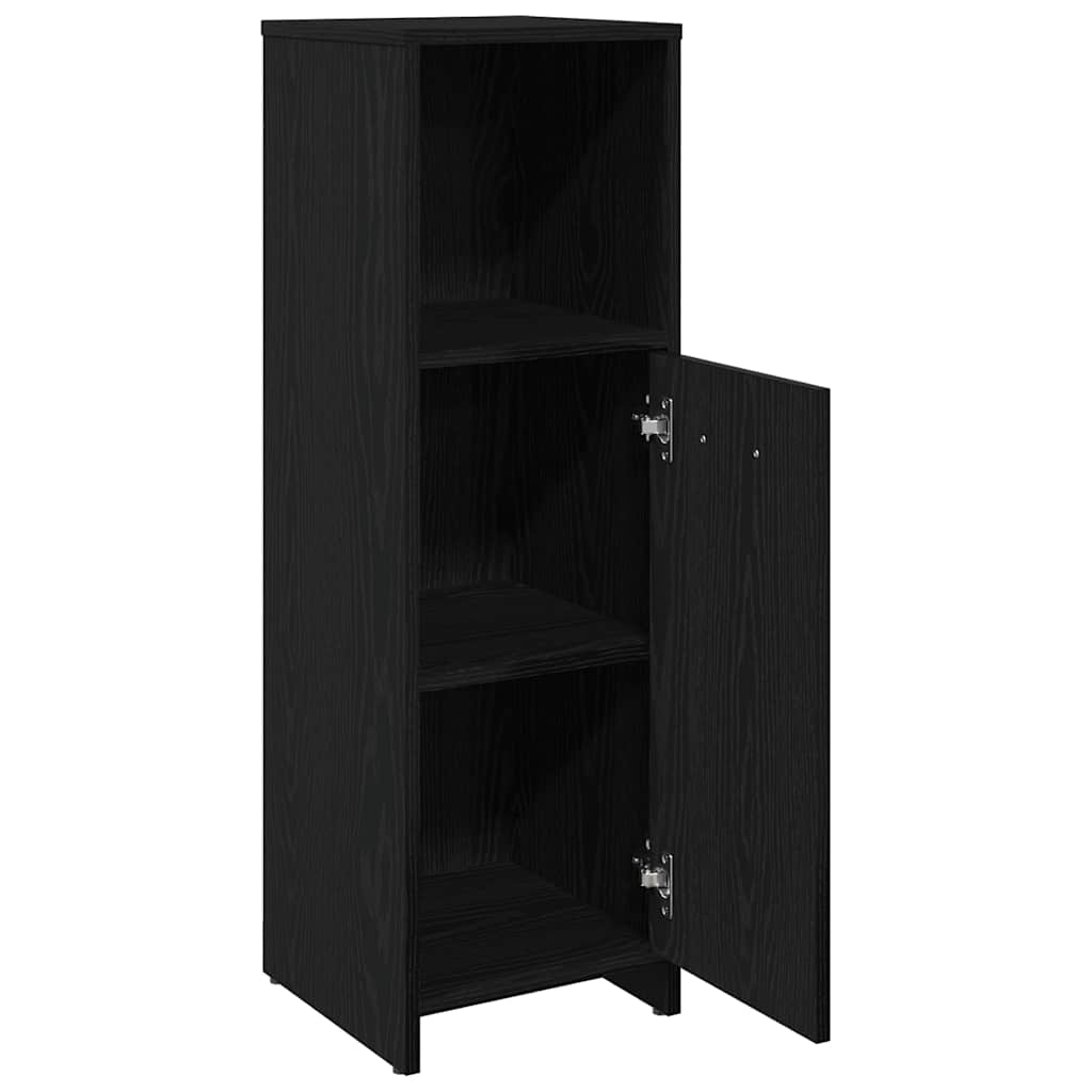 Bathroom Cabinet Black Oak 30x30x95 cm Engineered Wood