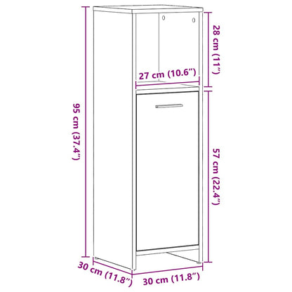 Bathroom Cabinet Black Oak 30x30x95 cm Engineered Wood