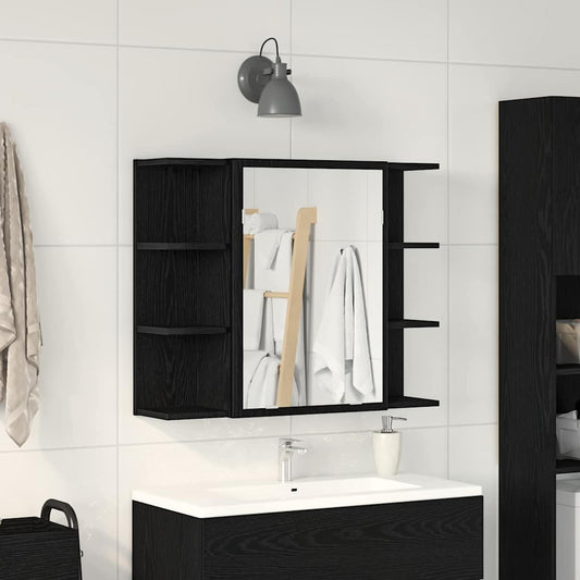Mirror Cabinet Black Oak 80 x 20.5 x 64 cm Engineered Wood