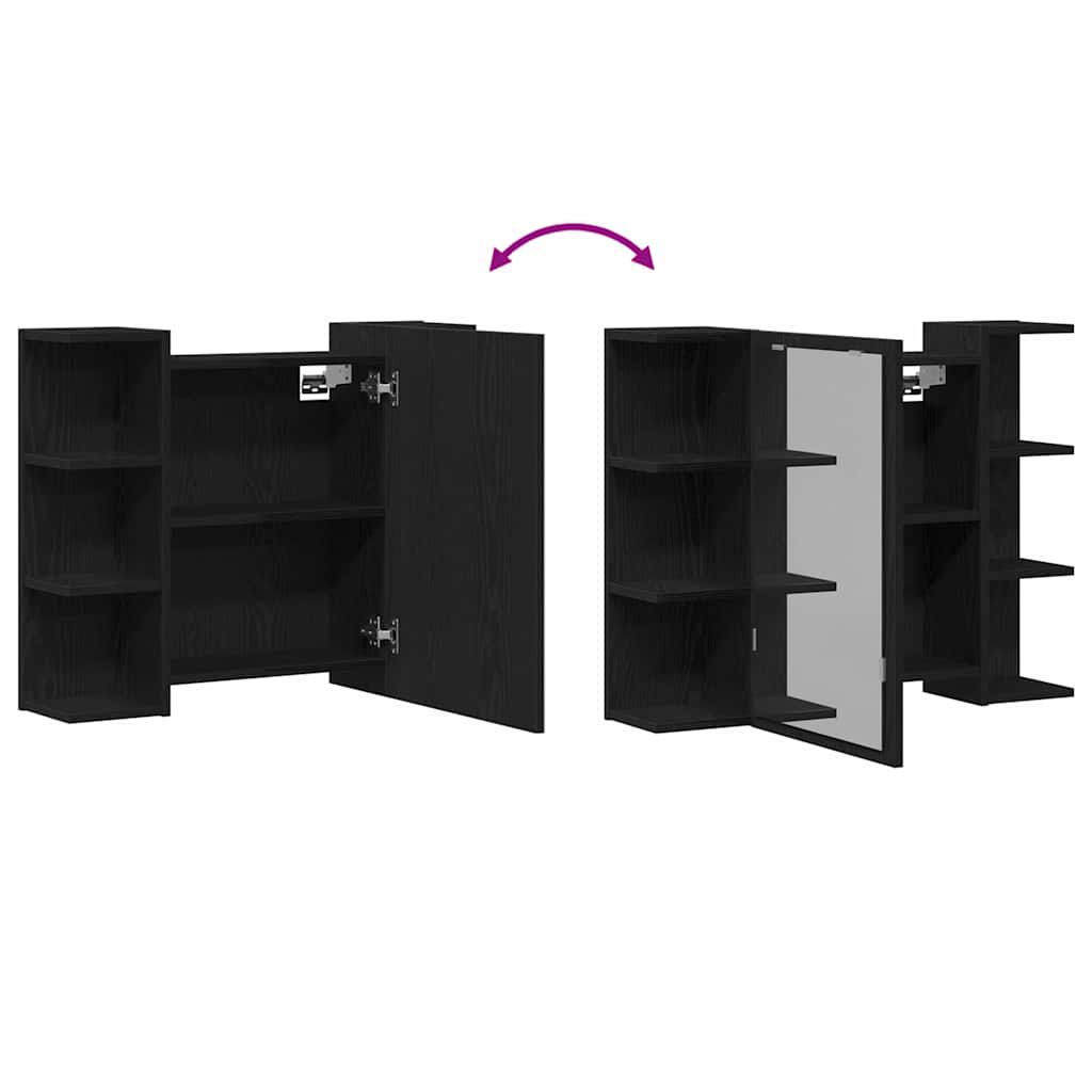 Mirror Cabinet Black Oak 80 x 20.5 x 64 cm Engineered Wood