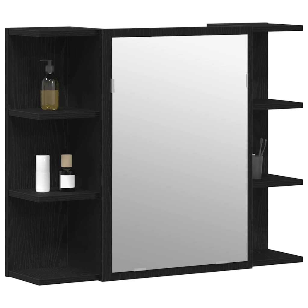Mirror Cabinet Black Oak 80 x 20.5 x 64 cm Engineered Wood
