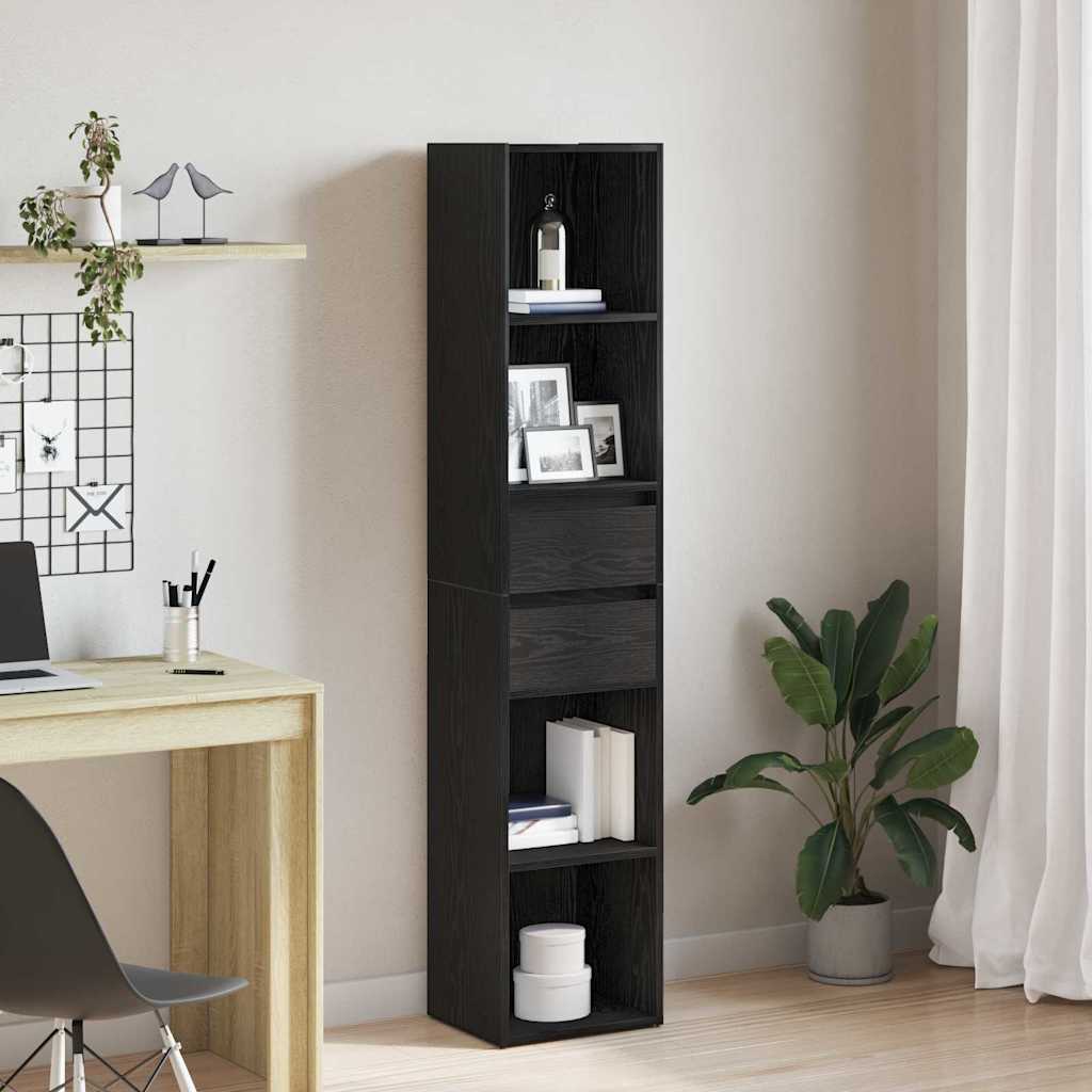 Book Cabinet Black Oak 36 x 30 x 171 cm Engineered Wood