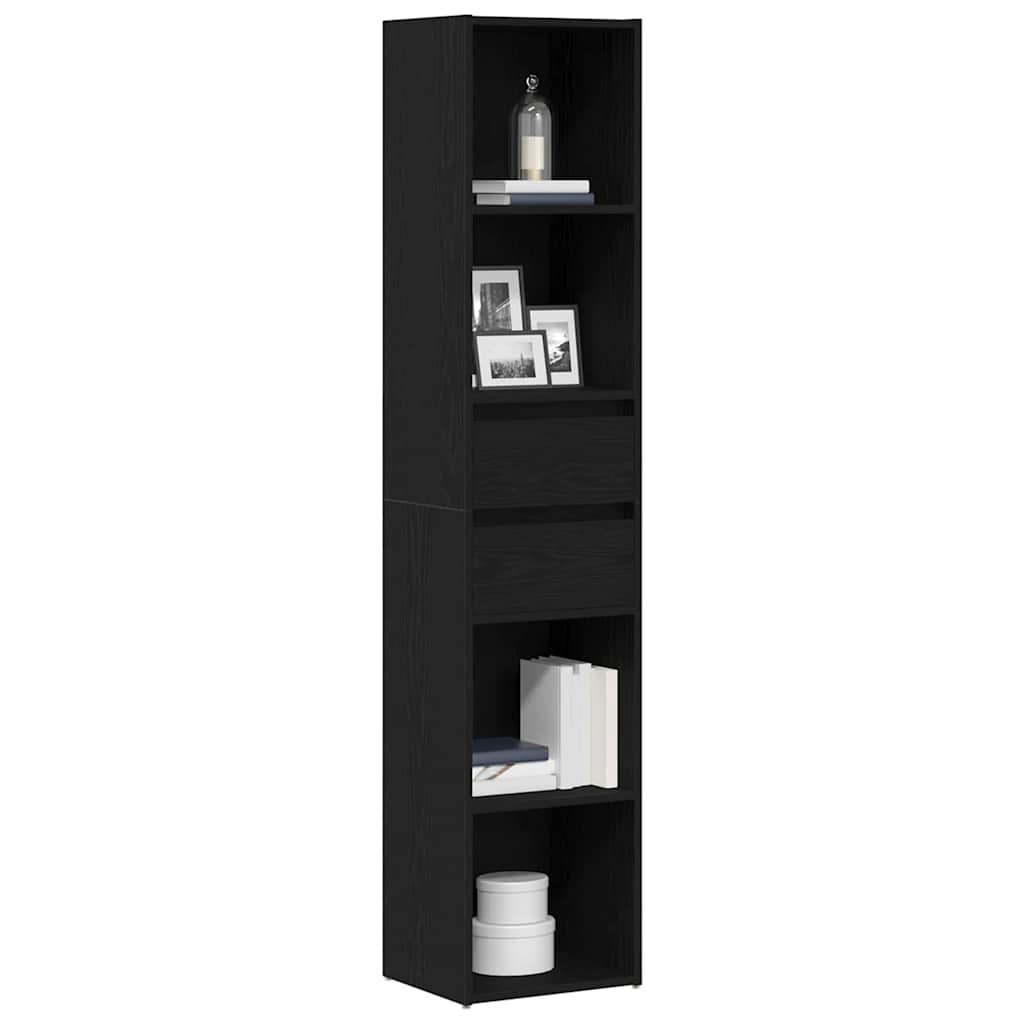 Book Cabinet Black Oak 36 x 30 x 171 cm Engineered Wood