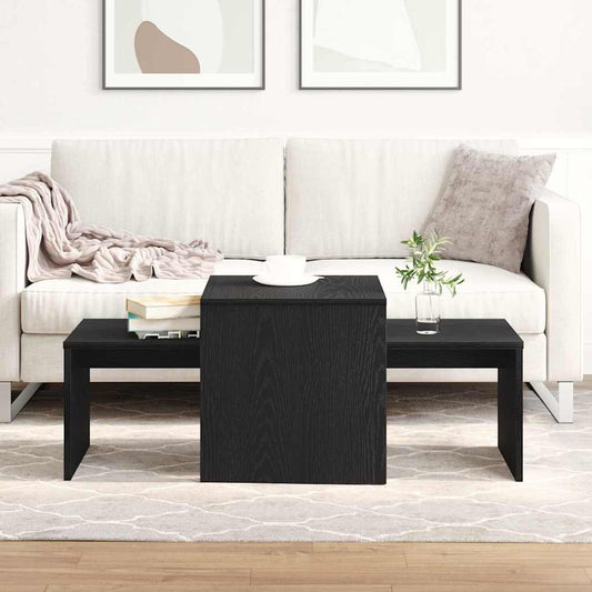 Nesting Tables Black Oak 100 x 48 x 40 cm Engineered Wood