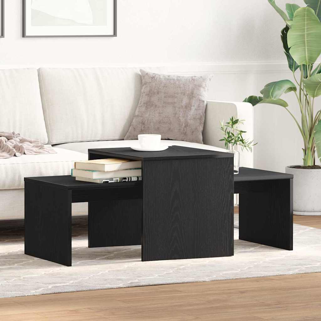 Nesting Tables Black Oak 100 x 48 x 40 cm Engineered Wood