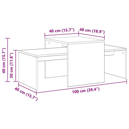 Nesting Tables Black Oak 100 x 48 x 40 cm Engineered Wood