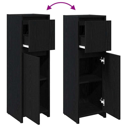 Bathroom Cabinet Black Oak 30 x 30 x 95 cm Engineered Wood