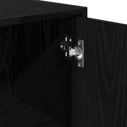 Bathroom Cabinet Black Oak 30 x 30 x 183.5 cm Engineered Wood