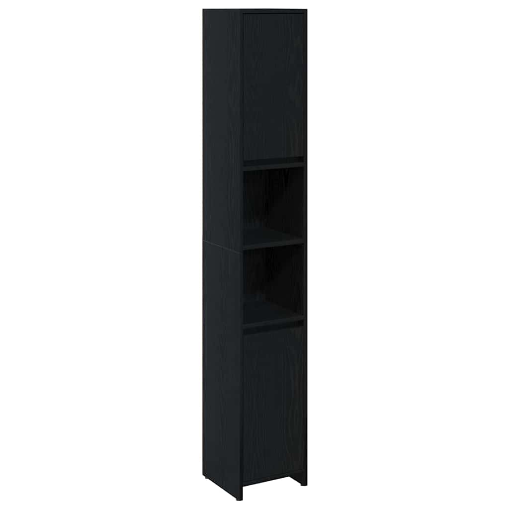 Bathroom Cabinet Black Oak 30 x 30 x 183.5 cm Engineered Wood