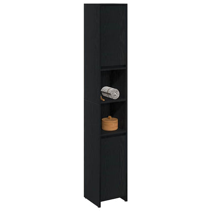 Bathroom Cabinet Black Oak 30 x 30 x 183.5 cm Engineered Wood