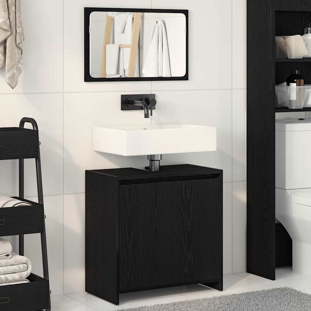 Bathroom Cabinet Black Oak 60 x 33 x 61 cm Engineered Wood