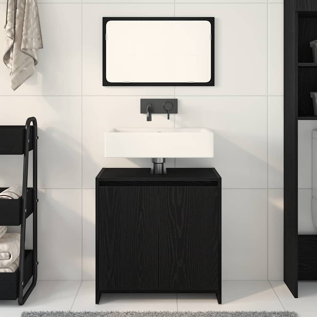 Bathroom Cabinet Black Oak 60 x 33 x 61 cm Engineered Wood