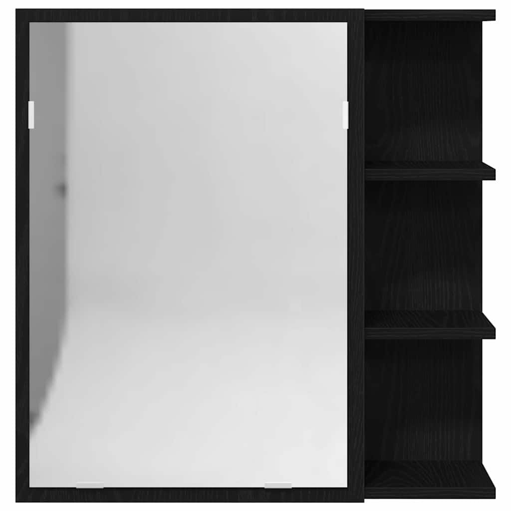 Bathroom Mirror Cabinet with Door Black Oak 62.5 x 20.5 x 64 cm