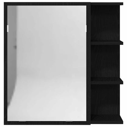 Bathroom Mirror Cabinet with Door Black Oak 62.5 x 20.5 x 64 cm