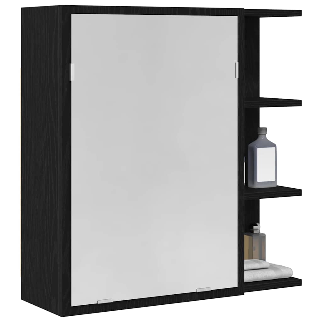 Bathroom Mirror Cabinet with Door Black Oak 62.5 x 20.5 x 64 cm