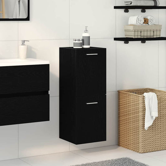 Bathroom Cabinet Black Oak 30 x 30 x 80 cm Engineered Wood