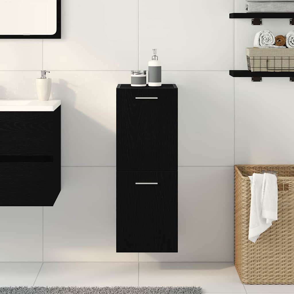 Bathroom Cabinet Black Oak 30 x 30 x 80 cm Engineered Wood