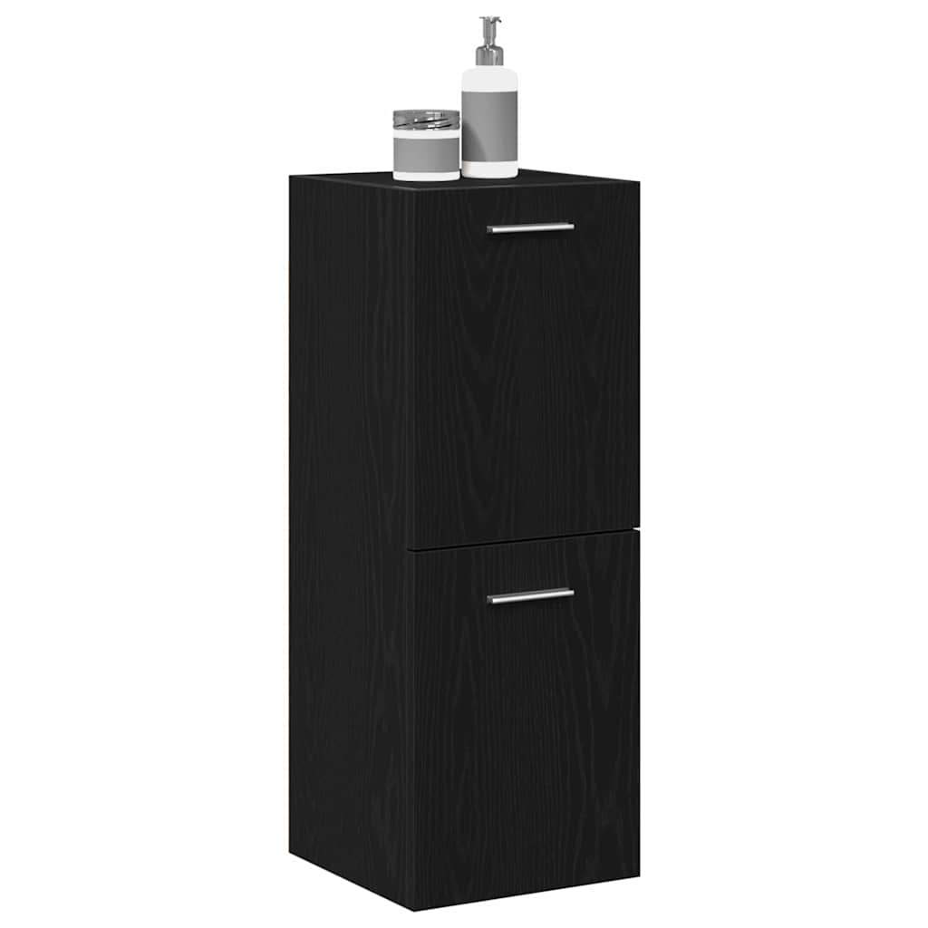 Bathroom Cabinet Black Oak 30 x 30 x 80 cm Engineered Wood
