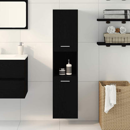 Bathroom Cabinet Black Oak 30 x 30 x 130 cm Engineered Wood
