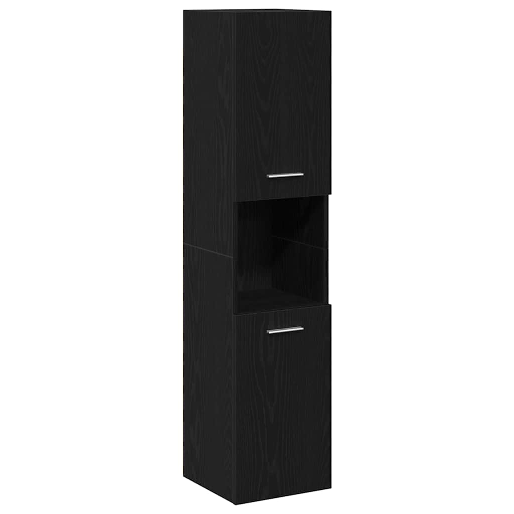 Bathroom Cabinet Black Oak 30 x 30 x 130 cm Engineered Wood