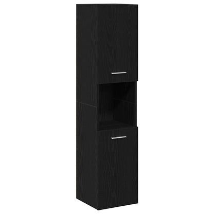 Bathroom Cabinet Black Oak 30 x 30 x 130 cm Engineered Wood