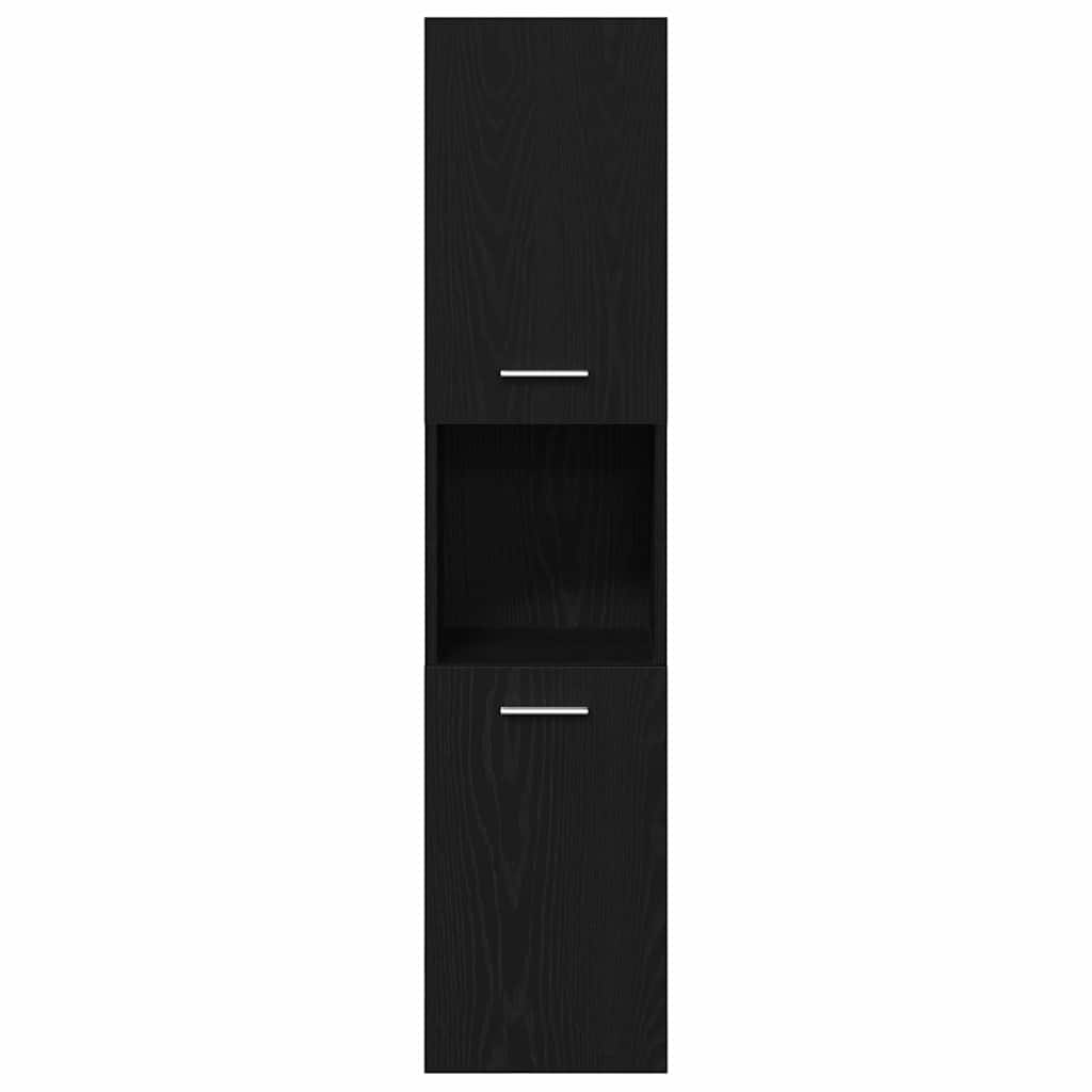 Bathroom Cabinet Black Oak 30 x 30 x 130 cm Engineered Wood
