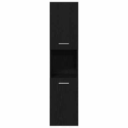 Bathroom Cabinet Black Oak 30 x 30 x 130 cm Engineered Wood