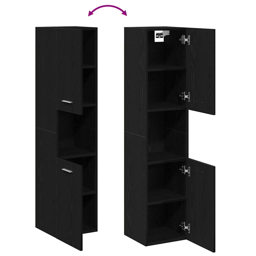 Bathroom Cabinet Black Oak 30 x 30 x 130 cm Engineered Wood