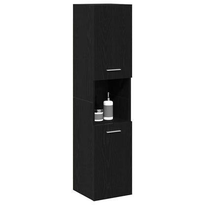 Bathroom Cabinet Black Oak 30 x 30 x 130 cm Engineered Wood