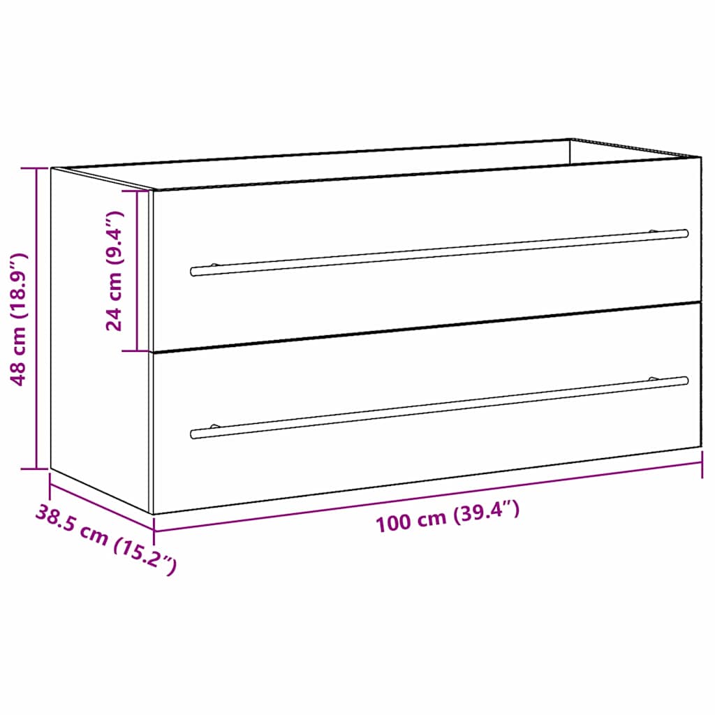 Sink cabinet Old Wood 100 x 38.5 x 48 cm Engineered Wood