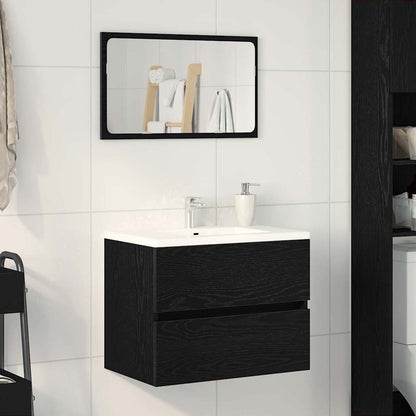 Bathroom Sink Cabinet with Drawer Black Oak 60 x 38.5 x 45 cm