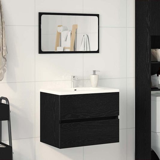 Bathroom Sink Cabinet with Drawer Black Oak 60 x 38.5 x 45 cm