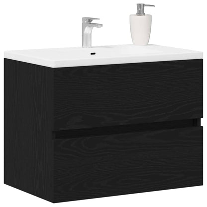 Bathroom Sink Cabinet with Drawer Black Oak 60 x 38.5 x 45 cm