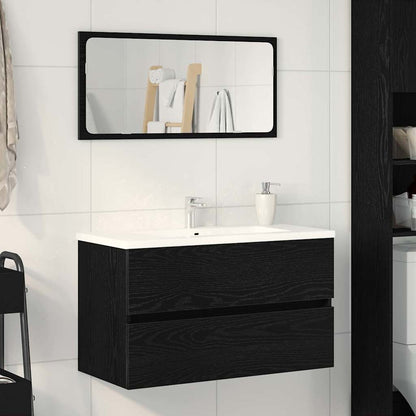 Bathroom Sink Cabinet with Drawer Black Oak 80 x 38.5 x 45 cm